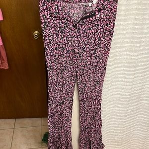 Flowered bell bottom cloth pants